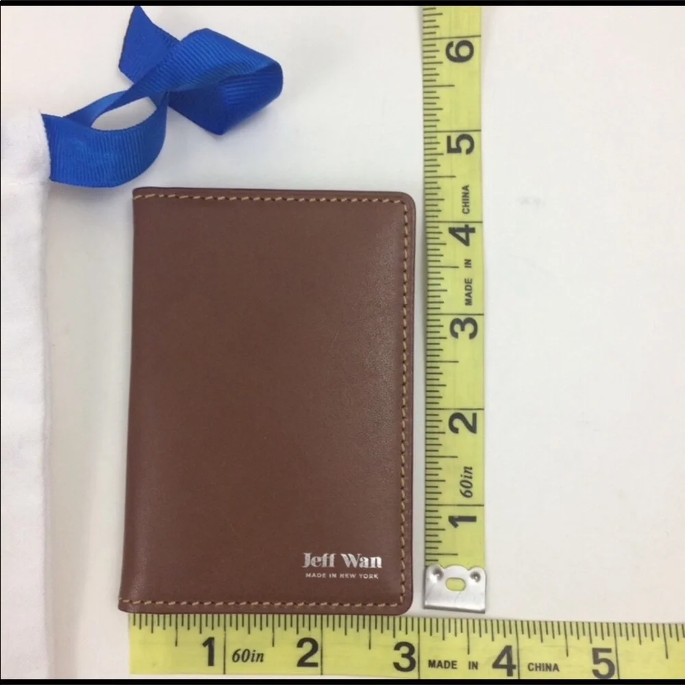 Jeff Wan Leather Card Wallet in Coco